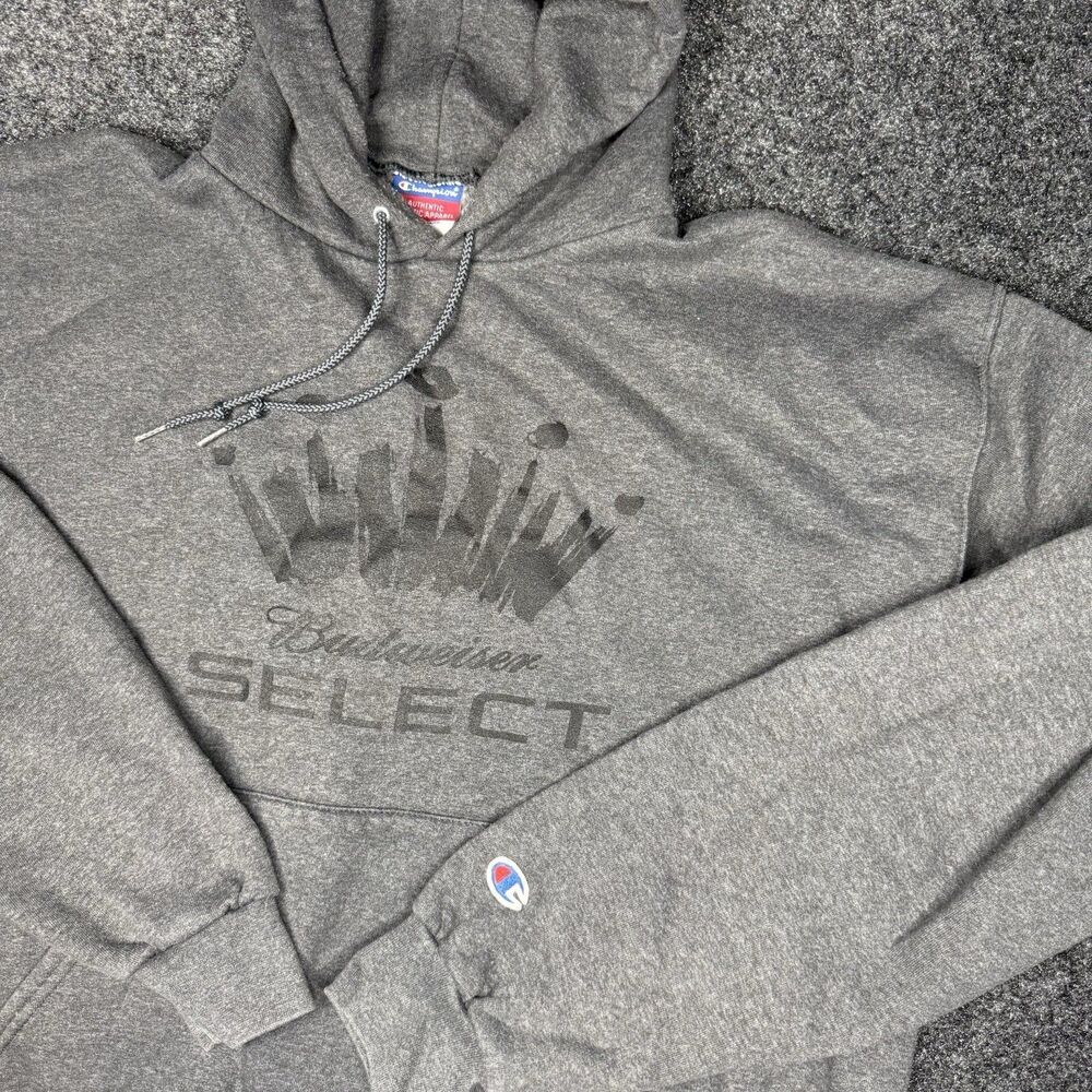 Vintage Champion Budweiser Select Beer Hoodie Men’s Large Gray Graphic Print